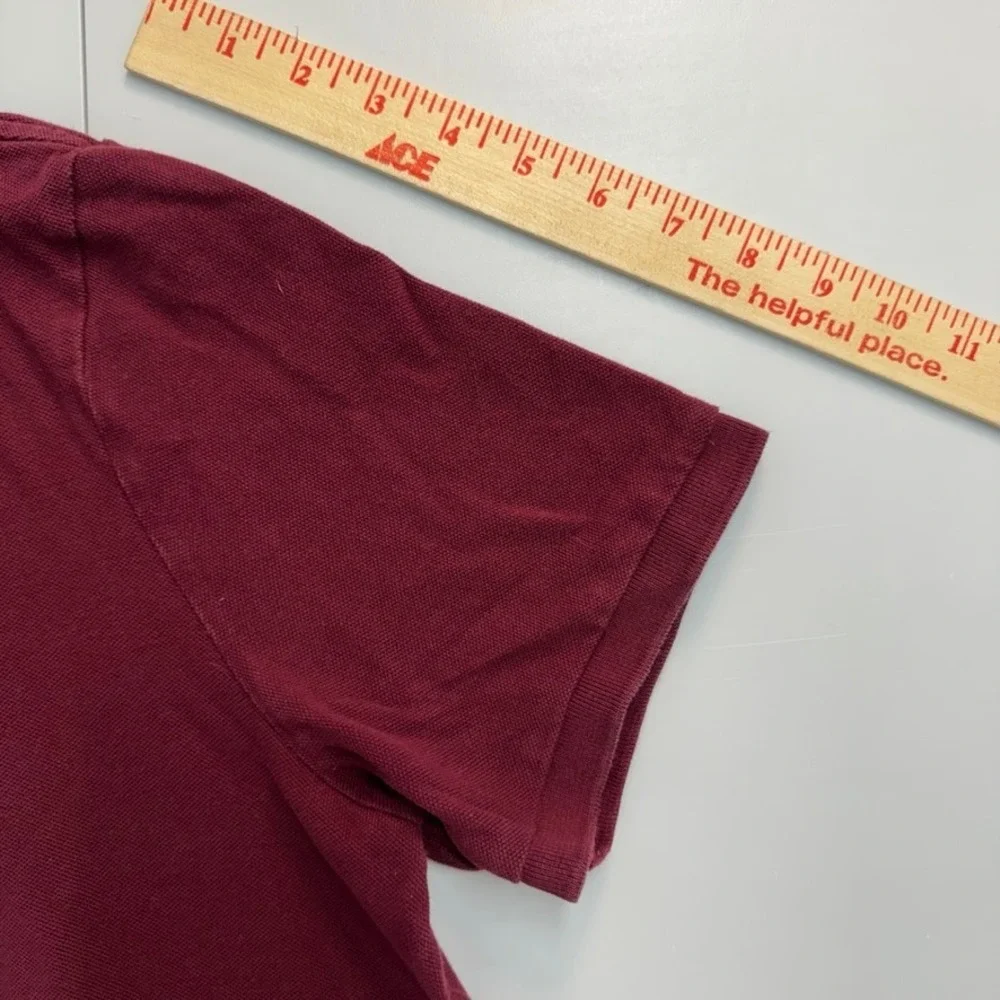 Polo Ralph Lauren Mens Large Classic Fit Burgundy Cotton Pique Short Sleeve Polo